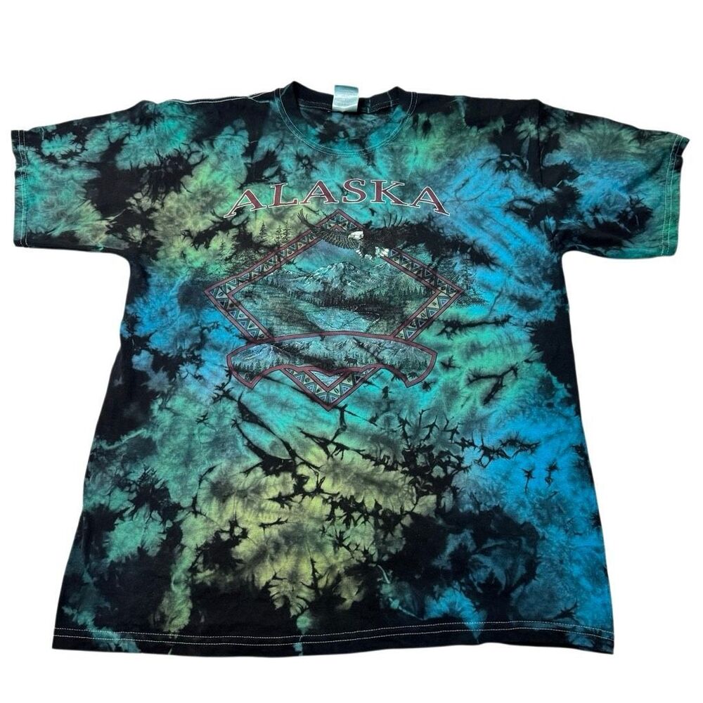 Tie-Dye Vintage Alaska Graphic T-Shirt Gildan Unisex L